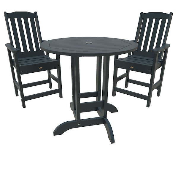 Highwood Usa Lehigh 3pc Round Counter Height Outdoor Patio Furniture Dining Set AD-CNL36-FBE - main